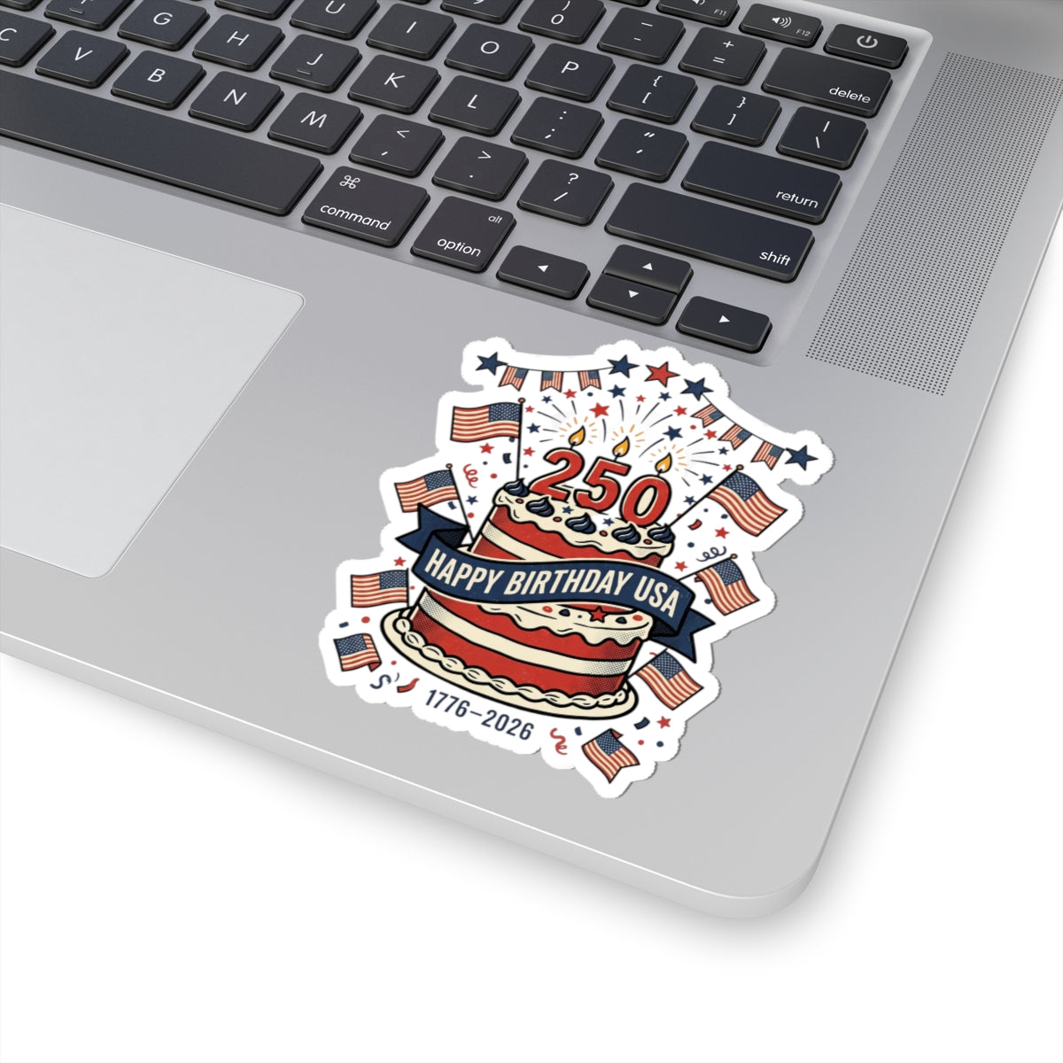 250th Birthday USA Cake Sticker | 4th of July 1776-2026 Patriotic