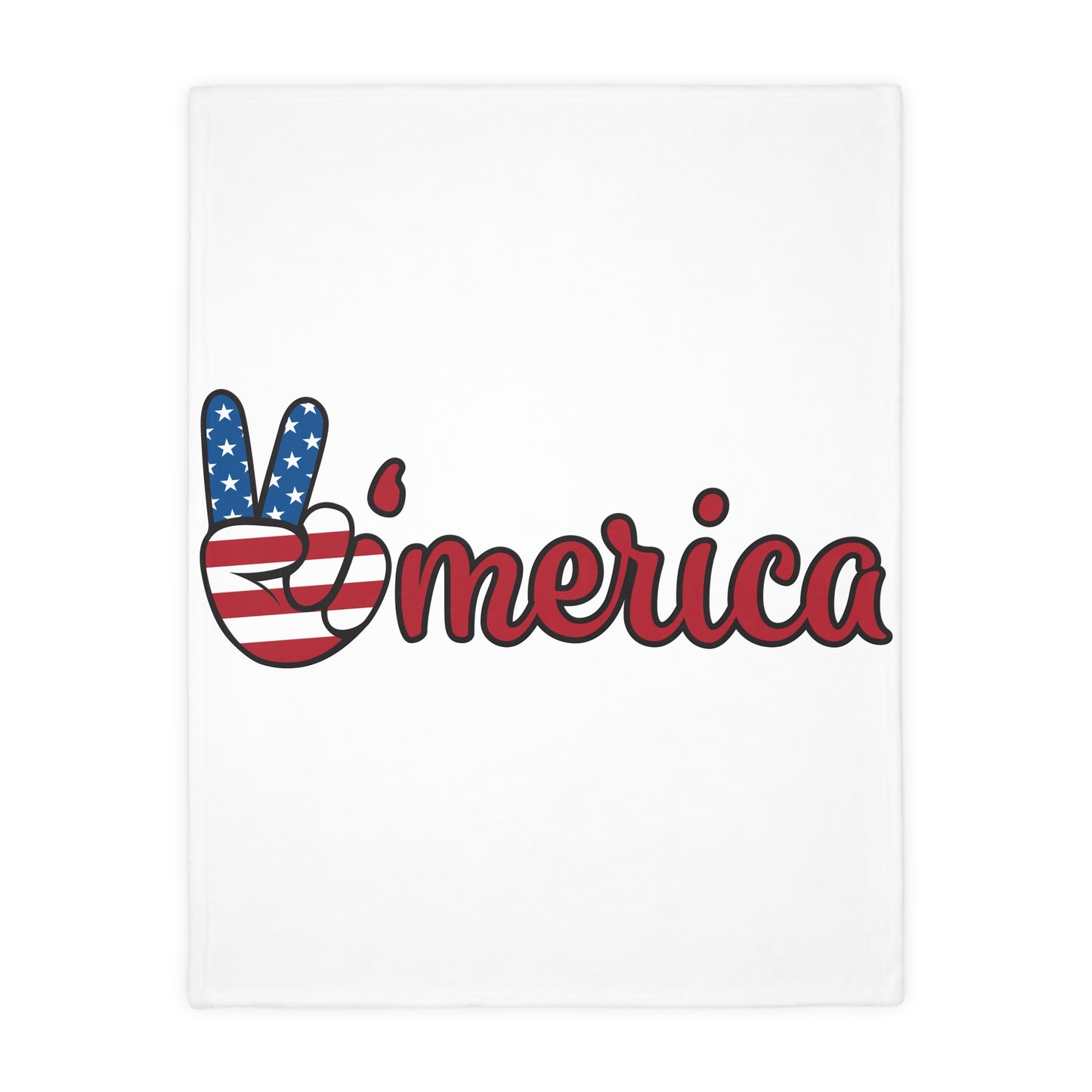 Patriotic ’Merica Peace Sign Velveteen Throw Blanket